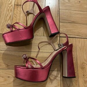 Aqua pink metallic platforms size 9